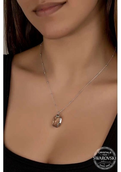 Swarovski Crystal Taşlı Top Zincir Baget Gümüş Kadın Kolye fiyatları