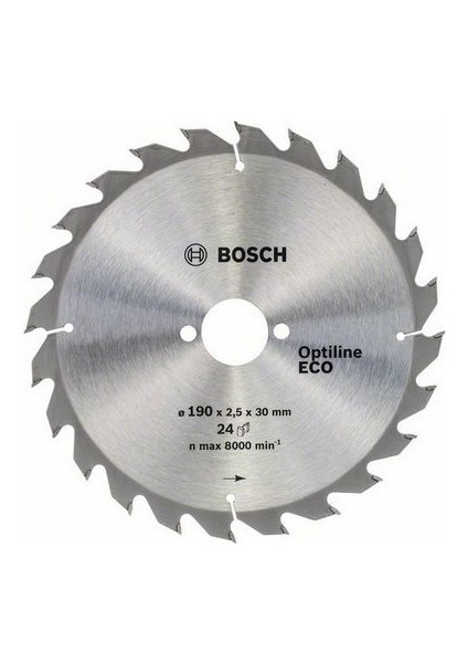 Optiline Eco Serisi Ahşap için Daire Testere Bıçağı 190*30 mm 24 Diş (2608644376)