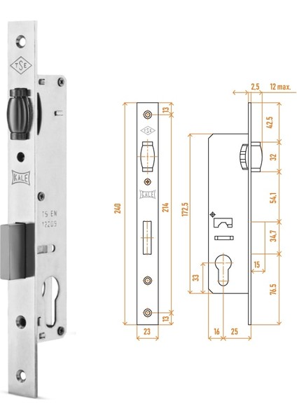 155U-25mm Standart Silindir Mak. Daire Kilidi