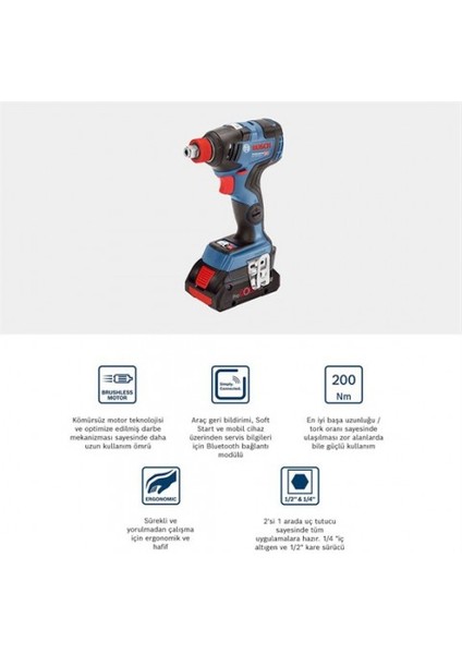 Professional GDX 18V-200 C 18 Volt 5.0 Ah Akülü Darbeli Somun Sıkma Makinesi - L-Boxx fiyatları