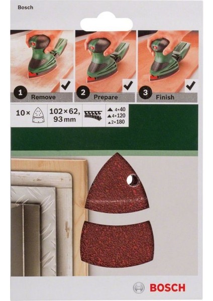 - Multi Zımpara Kağıdı 10'Lu Set, 102 X 62/93 Mm 120 Kum