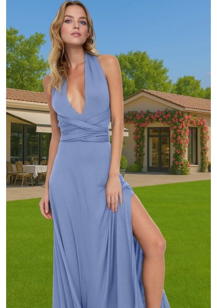 Şık ve Rahat Bağlamalı Örme Maxi Elbise Günlük ve Plaj Kullanımı Profesyonel Görünüm