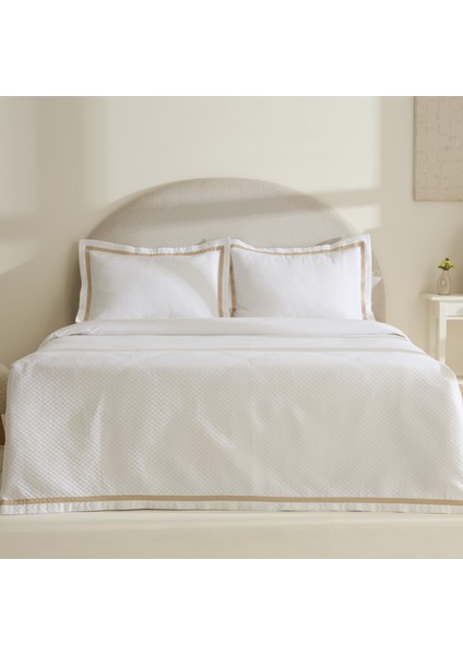White Collection Doris %100 Pamuk Çift Kişilik Yatak Örtüsü Takımı Bej