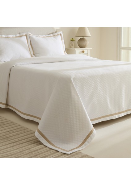 White Collection Doris %100 Pamuk Çift Kişilik Yatak Örtüsü Takımı Bej