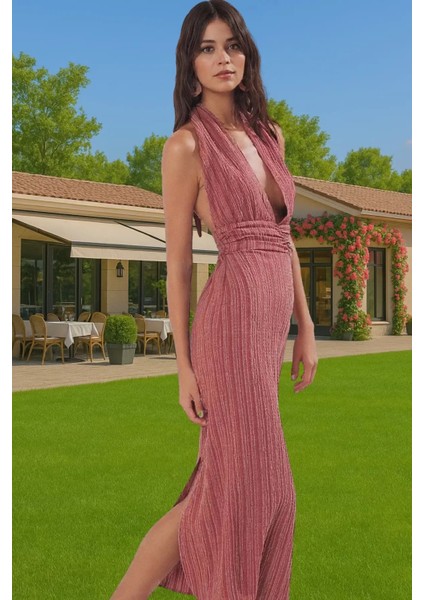 Yazlık Plaj Elbisesi Maxi Boy Keten Karışımlı Şık ve Rahat Seçkin Malzeme Profesyonel Görünüm