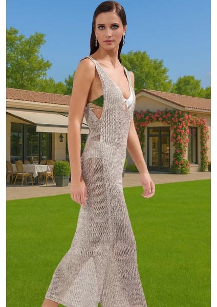 Yazlık Bodycon Triko Elbise V Yaka Maxi Plaj Stilleri Mükemmel Uyum Rahat Kullanım Şık Görünüm fiyatları