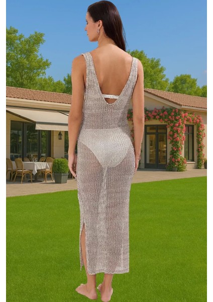 Yazlık Bodycon Triko Elbise V Yaka Maxi Plaj Stilleri Mükemmel Uyum Rahat Kullanım Şık Görünüm fırsatları