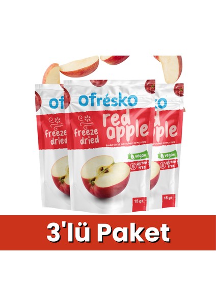 Dondurularak Kurutulmuş Kırmızı Elma 15 gr Doypack - Kuru Meyve 3lü Paket