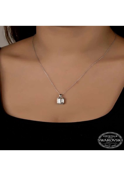Swarovski Crystal Taşlı Baget Gümüş Kadın Kolye fiyatları
