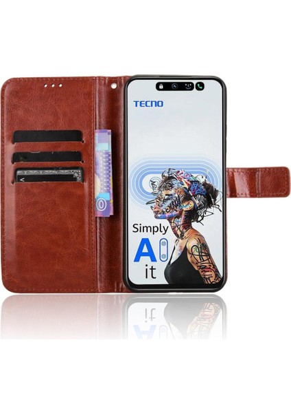 Tecno Spark 30 5g Kart Tutucu Cüzdan Manyetik Kapak Kapak Için Kılıf (Yurt Dışından)