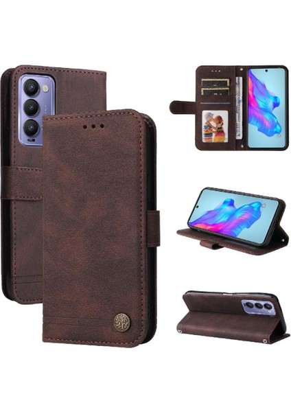 Tecno Camon 18 Deri Koruyucu Kapak Kart Yuvası Sahipleri Için Kılıf (Yurt Dışından)