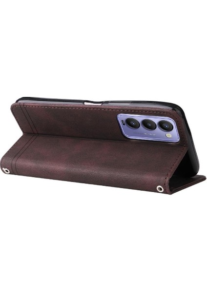 Tecno Camon 18 Deri Koruyucu Kapak Kart Yuvası Sahipleri Için Kılıf (Yurt Dışından)