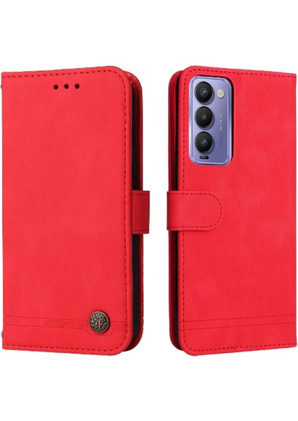 Tecno Camon 18 Deri Koruyucu Kapak Kart Yuvası Sahipleri Için Kılıf (Yurt Dışından)