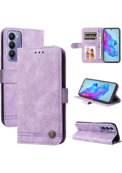 Tecno Camon 18 Deri Koruyucu Kapak Kart Yuvası Sahipleri Için Kılıf (Yurt Dışından)