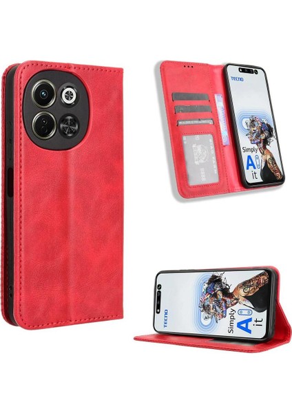 Tecno Spark 30 5g Cüzdan Pu Deri Manyetik Kapatma Için Kılıf (Yurt Dışından)