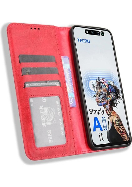 Tecno Spark 30 5g Cüzdan Pu Deri Manyetik Kapatma Için Kılıf (Yurt Dışından)