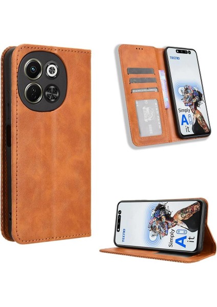 Tecno Spark 30 5g Cüzdan Pu Deri Manyetik Kapatma Için Kılıf (Yurt Dışından)