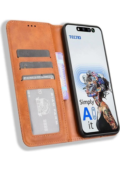 Tecno Spark 30 5g Cüzdan Pu Deri Manyetik Kapatma Için Kılıf (Yurt Dışından)
