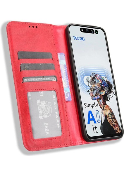 Tecno Pova 6 Neo 5g Manyetik Kapatma Cüzdan Pu Deri Için Kılıf (Yurt Dışından)