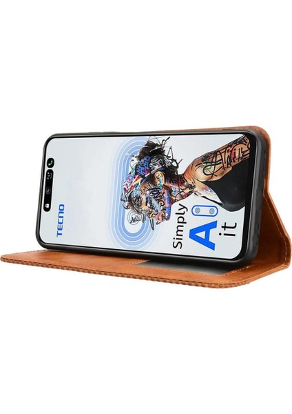 Tecno Pova 6 Neo 5g Manyetik Kapatma Cüzdan Pu Deri Için Kılıf (Yurt Dışından)