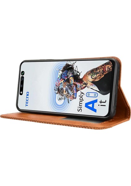 Tecno Spark 30 5g Cüzdan Pu Deri Manyetik Kapatma Için Kılıf (Yurt Dışından)