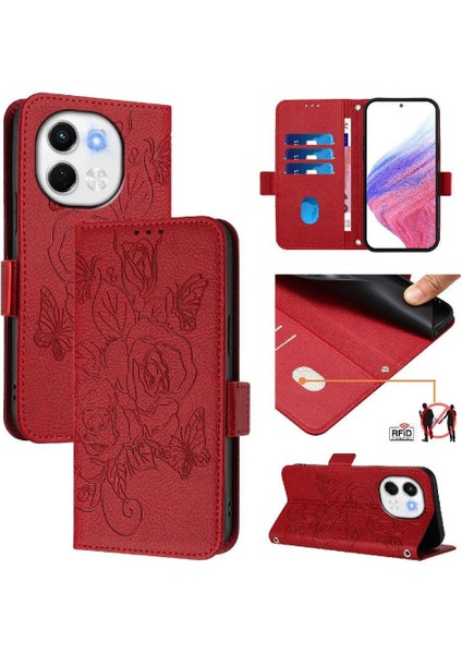 Kredi Kartı Yuvası Manyetik Cüzdan ile Tecno Spark 30 5g Pu Deri Için Kılıf (Yurt Dışından)