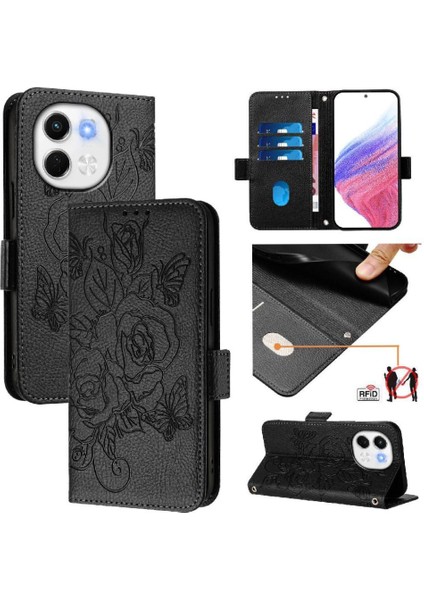 Kredi Kartı Yuvası Manyetik Cüzdan ile Tecno Spark 30 5g Pu Deri Için Kılıf (Yurt Dışından)