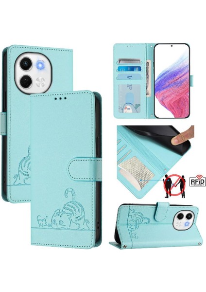 Tecno Pova 6 Neo 5g Kart Yuvası Tutucu Kickstand Kedi Rfıd Cüzdan Için Kılıf (Yurt Dışından)