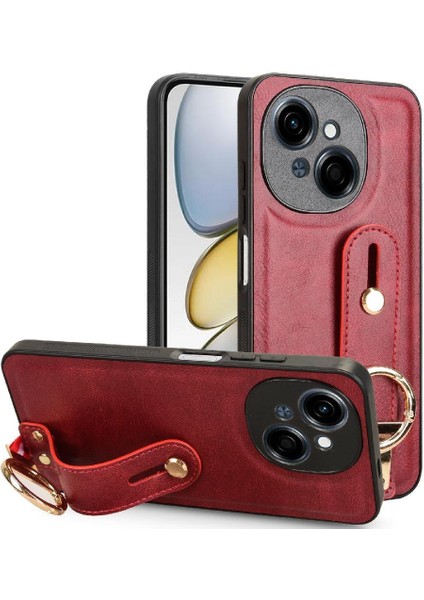 Tecno Pop 9 4g Toka Yüzük Için Kılıf Kickstand Bilek Kayışı Uyumluluk Pu (Yurt Dışından)