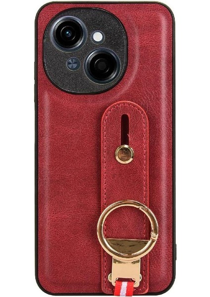 Tecno Pop 9 4g Toka Yüzük Için Kılıf Kickstand Bilek Kayışı Uyumluluk Pu (Yurt Dışından) modelleri