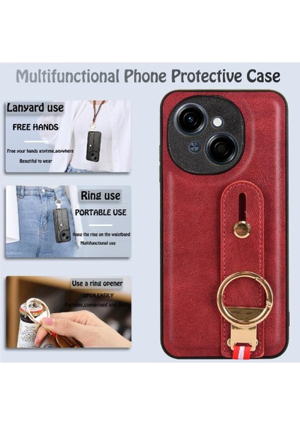 Tecno Pop 9 4g Toka Yüzük Için Kılıf Kickstand Bilek Kayışı Uyumluluk Pu (Yurt Dışından) indirimleri