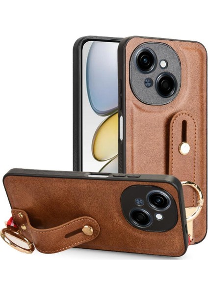 Tecno Pop 9 4g Toka Yüzük Için Kılıf Kickstand Bilek Kayışı Uyumluluk Pu (Yurt Dışından)