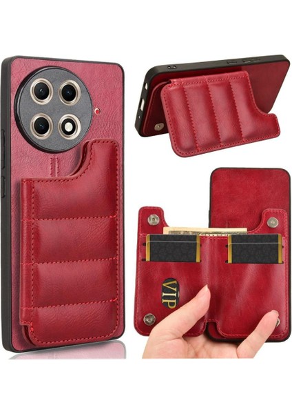 Tecno Camon 30S Kickstand Cüzdan Kılıf Kart Çanta Vegan Pu Için Cüzdan Kılıf (Yurt Dışından)