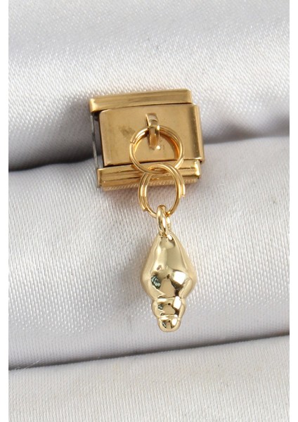 316L Çelik Sallantılı Deniz Kabuğu Model Gold Renk Nomination Charm