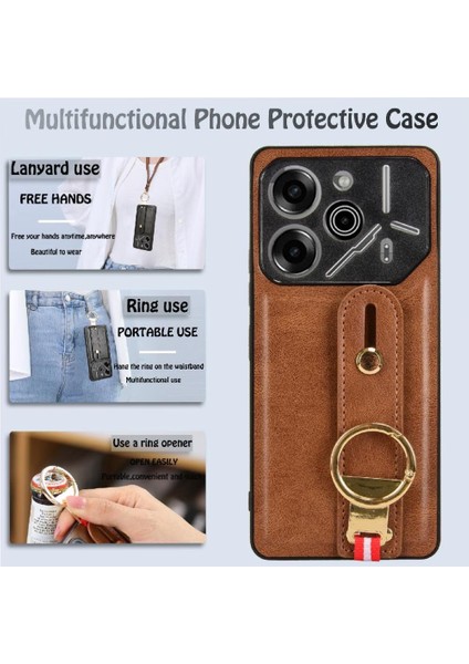 Şişe ile Tecno Pova 6 Pro Premium Pu Deri Uyumluluk Için Kılıf (Yurt Dışından)