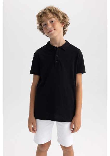 Erkek Çocuk Pike Kısa Kollu Basic Düz Polo Tişört B0668A8NS