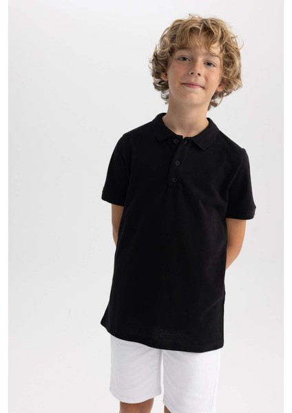 Erkek Çocuk Pike Kısa Kollu Basic Düz Polo Tişört B0668A8NS modelleri