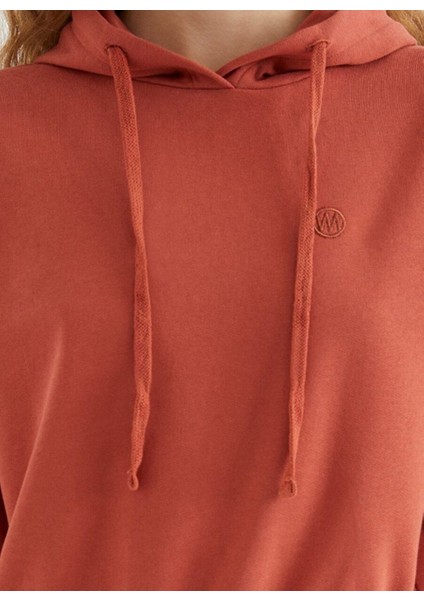 Kırmızı Kapüşonlu Pamuklu Regular Fit Kadın Crop Sweatshirt Enjoy Cropped Hoodıe modelleri