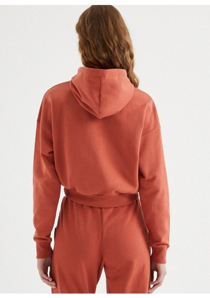 Kırmızı Kapüşonlu Pamuklu Regular Fit Kadın Crop Sweatshirt Enjoy Cropped Hoodıe fırsatları