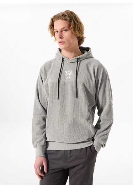 Gmg Fırenze Gri Melanj Erkek Kapüşon Regular Fit Sweatshirt GU24MFW08027