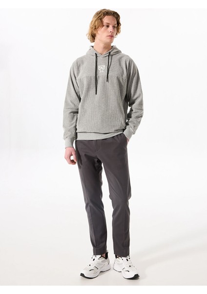 Gmg Fırenze Gri Melanj Erkek Kapüşon Regular Fit Sweatshirt GU24MFW08027