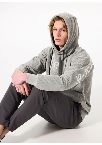 Gmg Fırenze Gri Melanj Erkek Kapüşon Regular Fit Sweatshirt GU24MFW08027