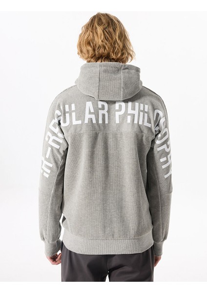 Gmg Fırenze Gri Melanj Erkek Kapüşon Regular Fit Sweatshirt GU24MFW08027