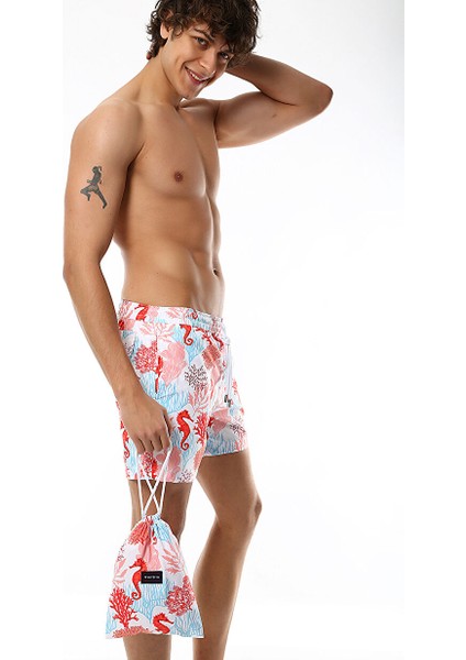 Çok Renkli Erkek Bağlamalı Slim Fit Şort Mayo 1035