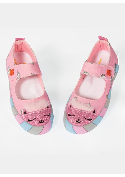 Pembe Kedi Kanvas 3D Kız Çocuk Babet modelleri