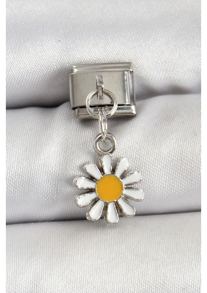 316L Çelik Gümüş Renk Papatya Model Nomination Charm