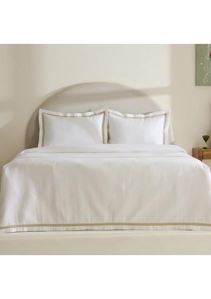 White Collection Doris %100 Pamuk Çift Kişilik Yatak Örtüsü Takımı Adaçayı