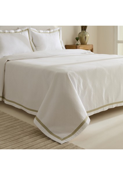 White Collection Doris %100 Pamuk Çift Kişilik Yatak Örtüsü Takımı Adaçayı