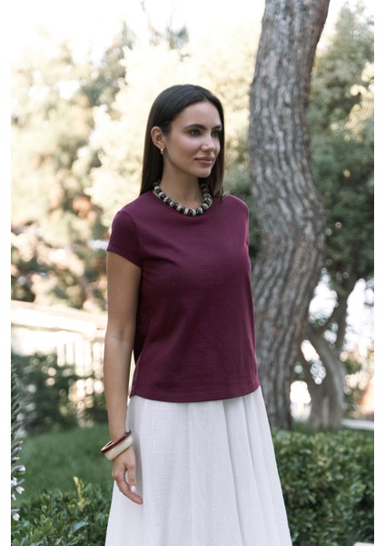 Suva Kısa Kol Bordo T-Shirt