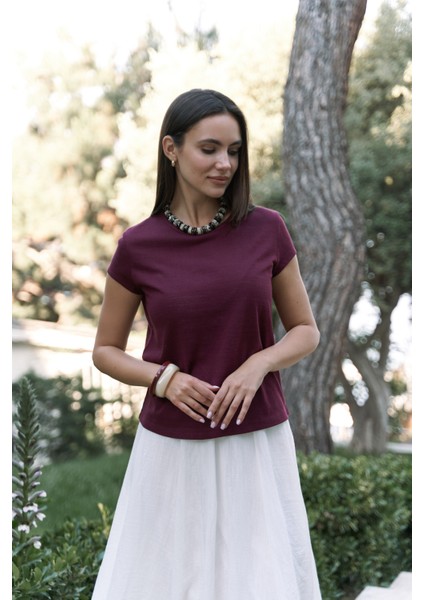 Suva Kısa Kol Bordo T-Shirt modelleri